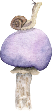 Watercolor Mushroom with a Snail