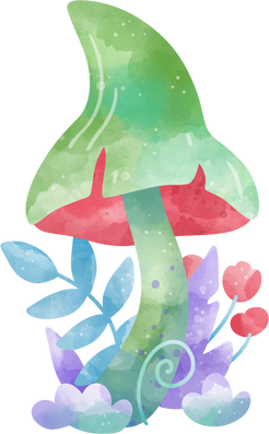 Cartoon illustration, fairy tale mushroom