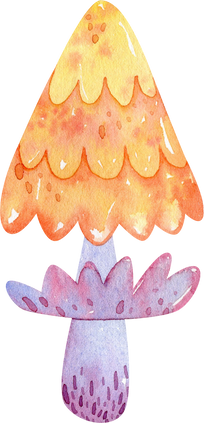 Watercolor fantasy illustration, mushrooms