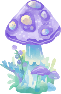 Cartoon illustration, fairy tale mushroom